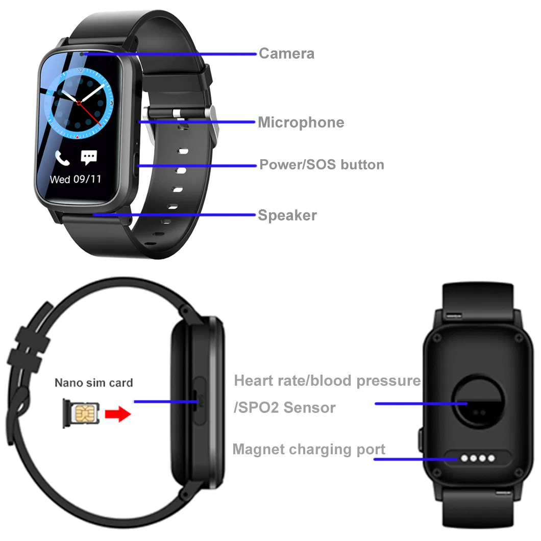 4G IP67 Waterproof accurate HR BP Senior Smart GPS Tracker Watch with Fall Down Alert for Elderly Y42U