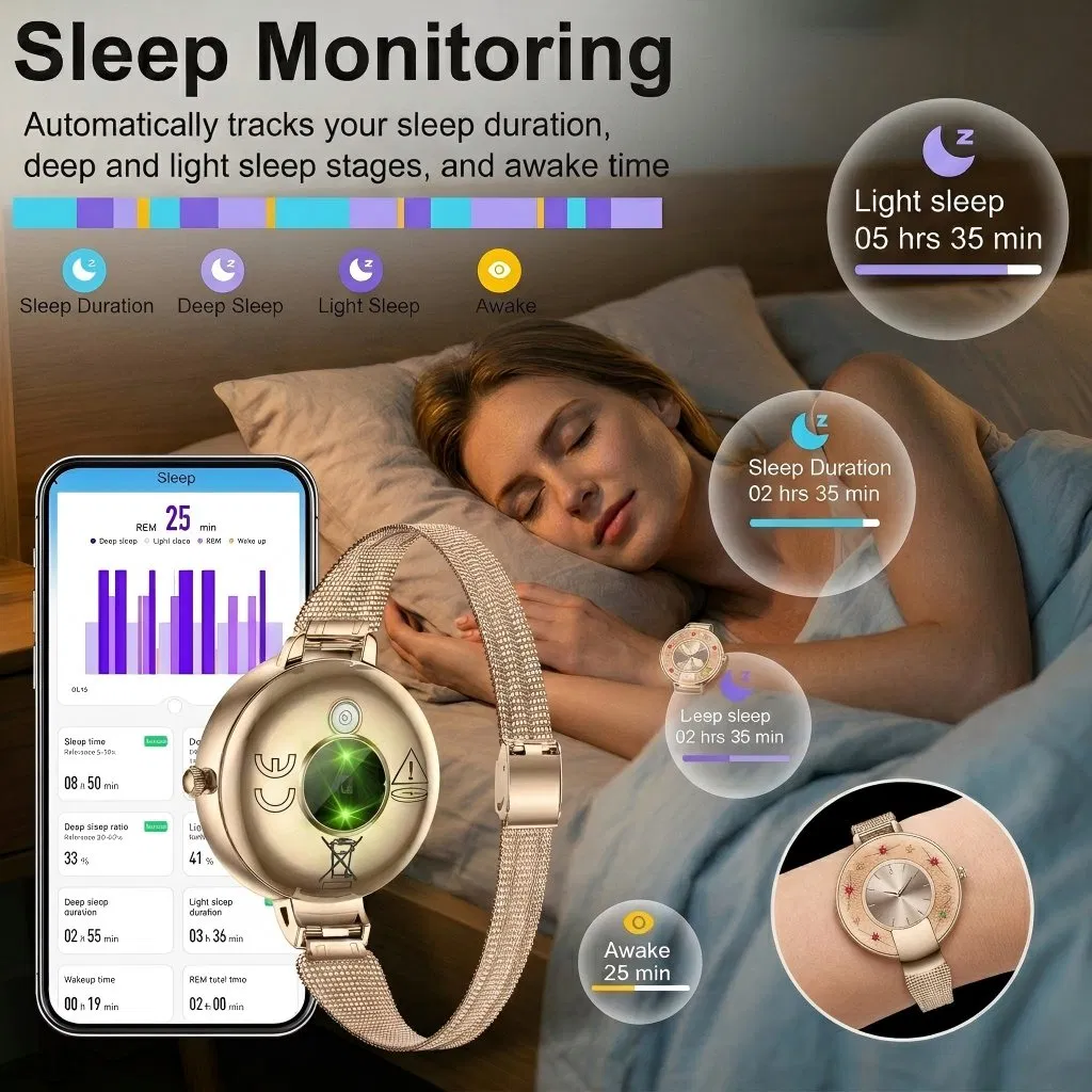 Amazing Hot Custom Round Waterproof Smart Bracelet with Fitness Tracker and Health Monitoring