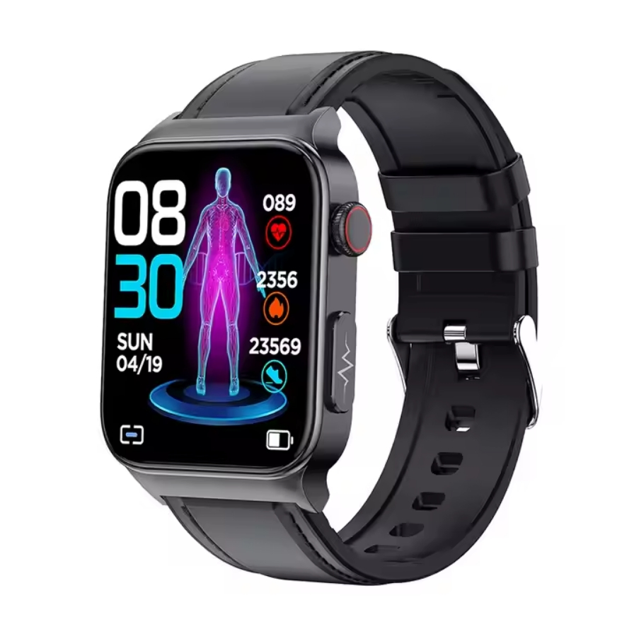 E500 ECG PPG Blood Pressure Temperature Blood Oxygen Sleep Glucose Monitoring Smartwatch