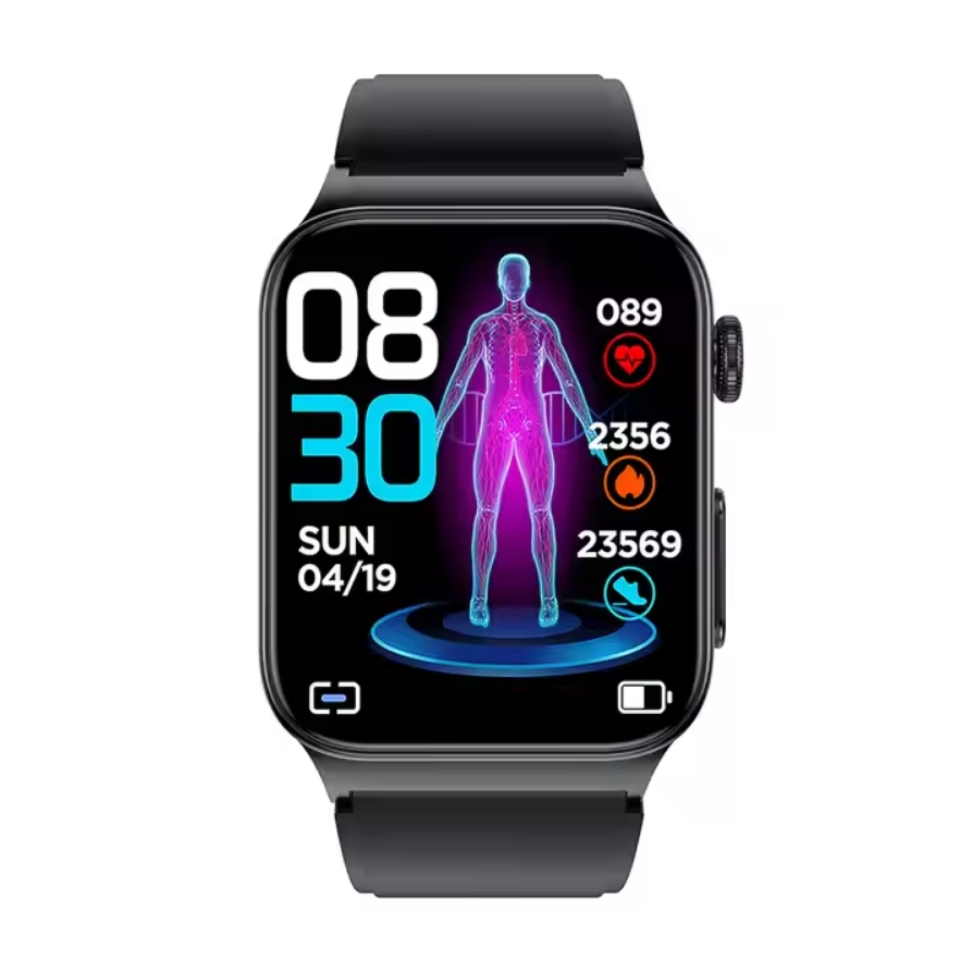 E500 ECG PPG Blood Pressure Temperature Blood Oxygen Sleep Glucose Monitoring Smartwatch