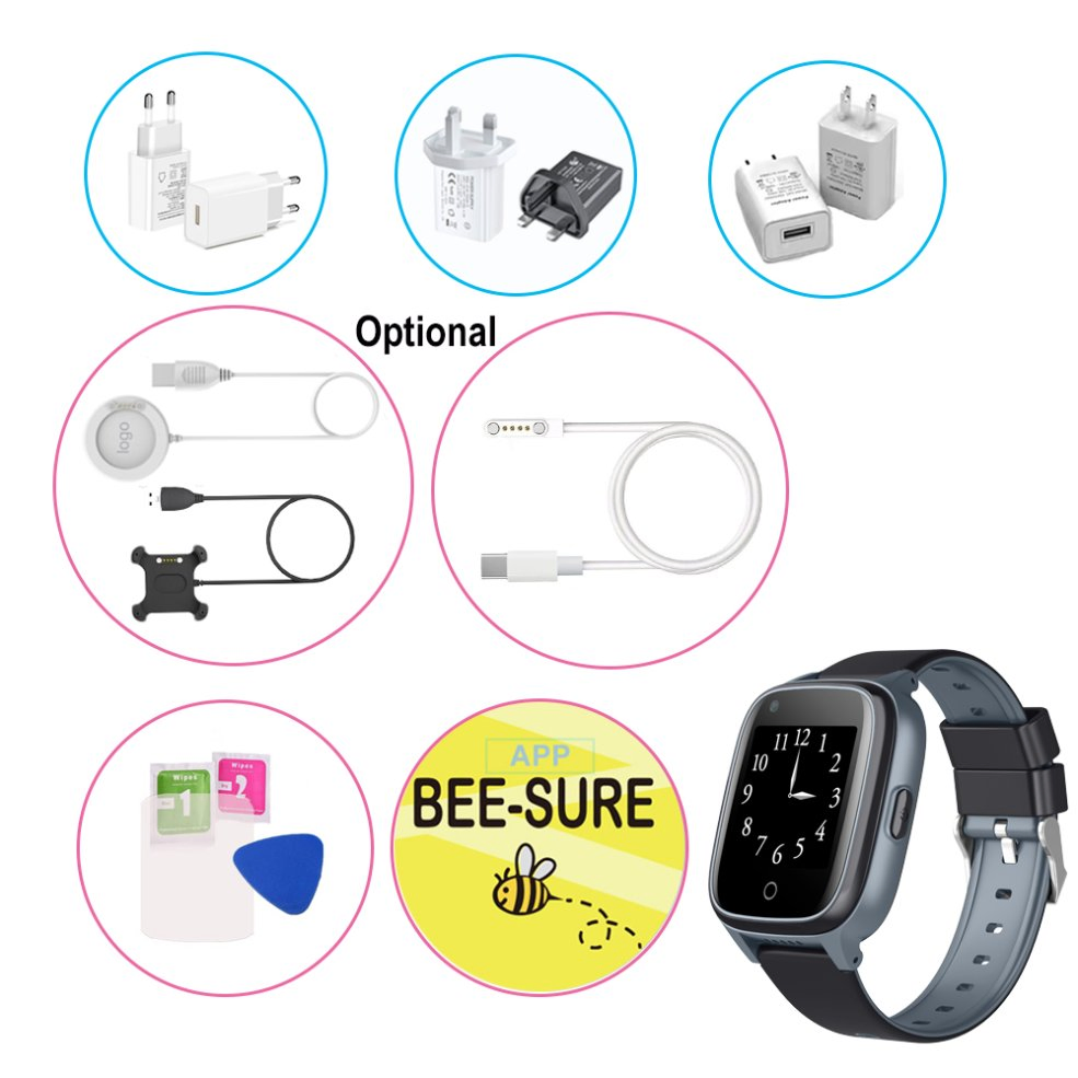 IP67 Waterproof 4G Elderly Smart GPS Watch with Heart Rate Blood Pressure D41U