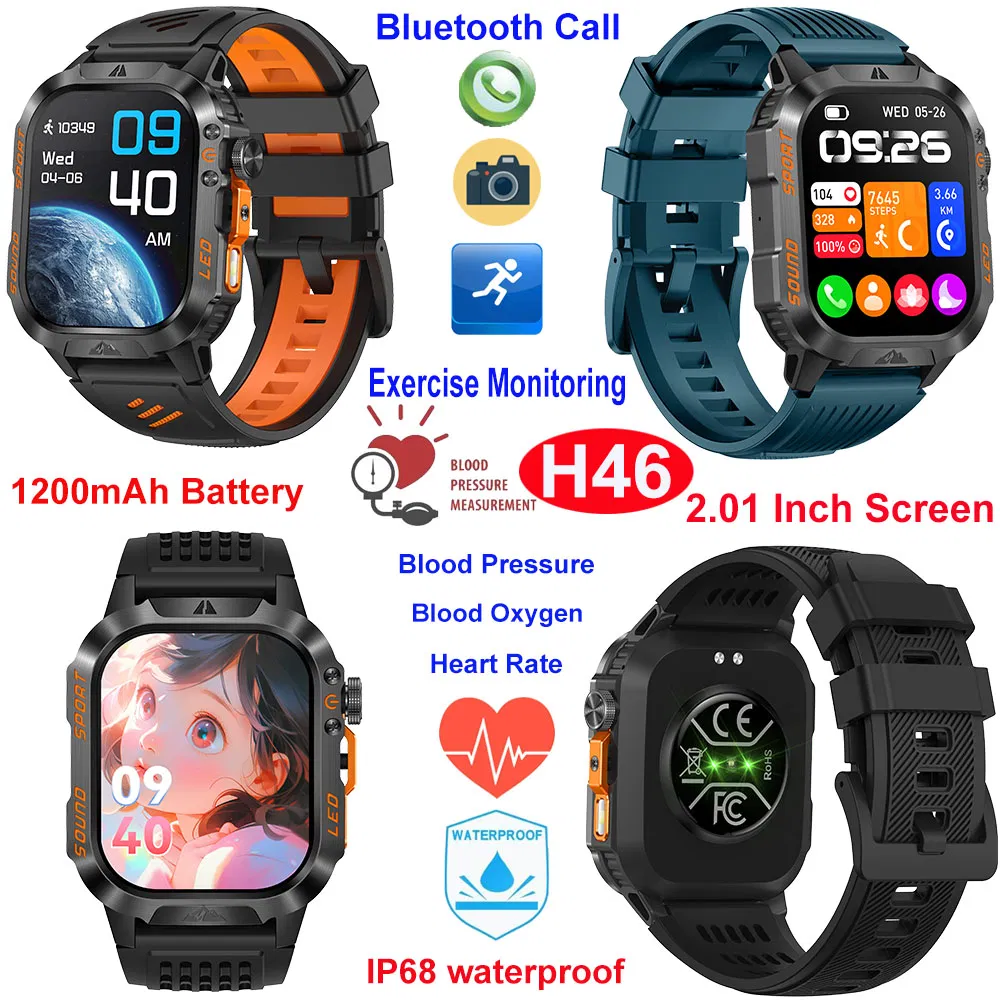 Holiday gift IP68 water resistance smart bluetooth wristband with heart rate blood pressure blood oxygen monitor for senior healthcare H46