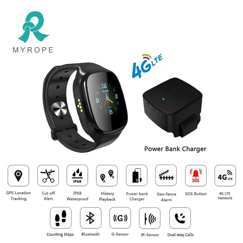 GPS Smart Watch for Sport Tracking 4G Wrist Strap Waterproof Sos Alarm with Counting Step