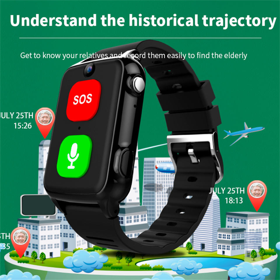 Anti-Fall Heart Rate Blood Pressure 4G Sos GPS Video Call Tracker Smart Watch for Elderly