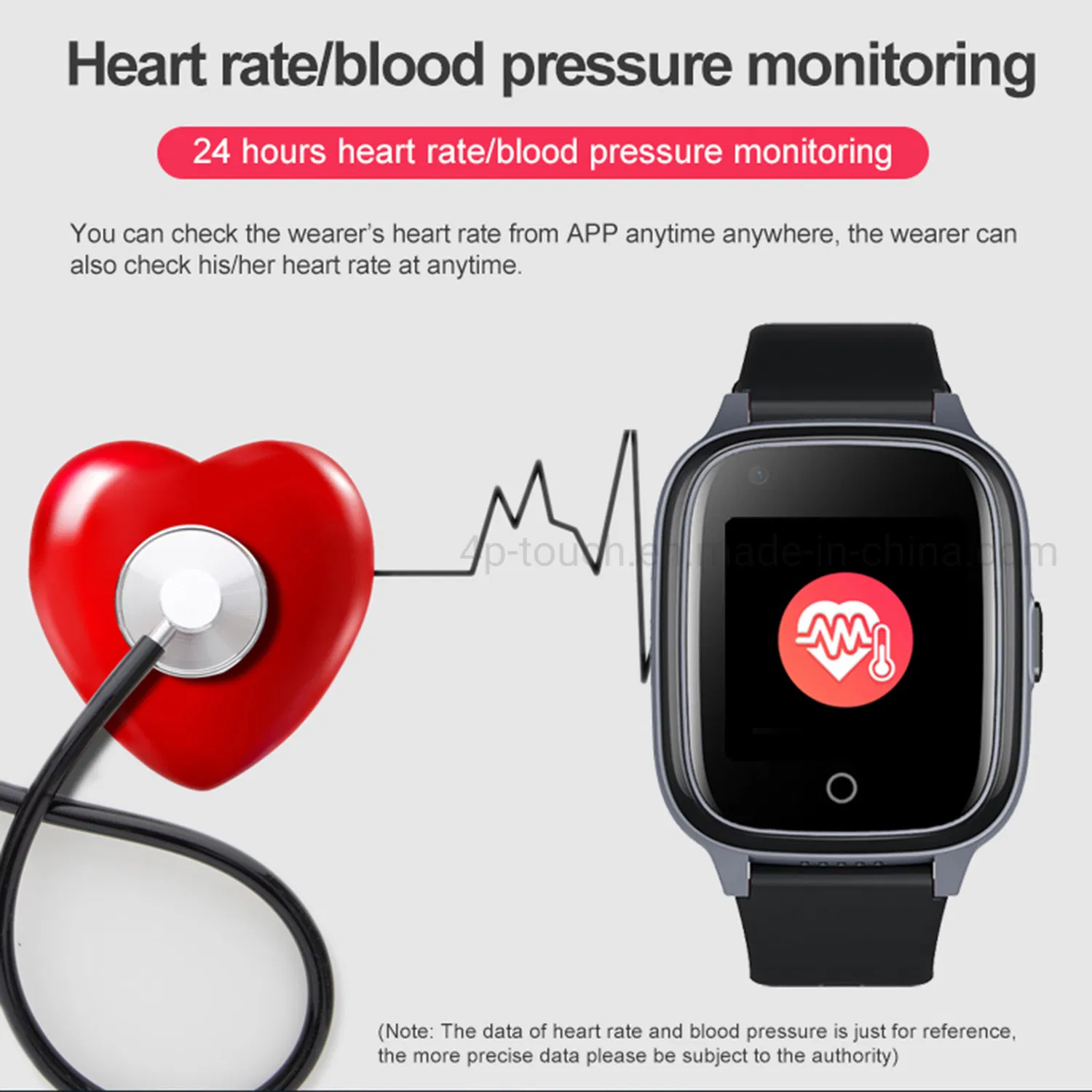 IP67 Waterproof 4G Elderly Smart GPS Watch with Heart Rate Blood Pressure D41U