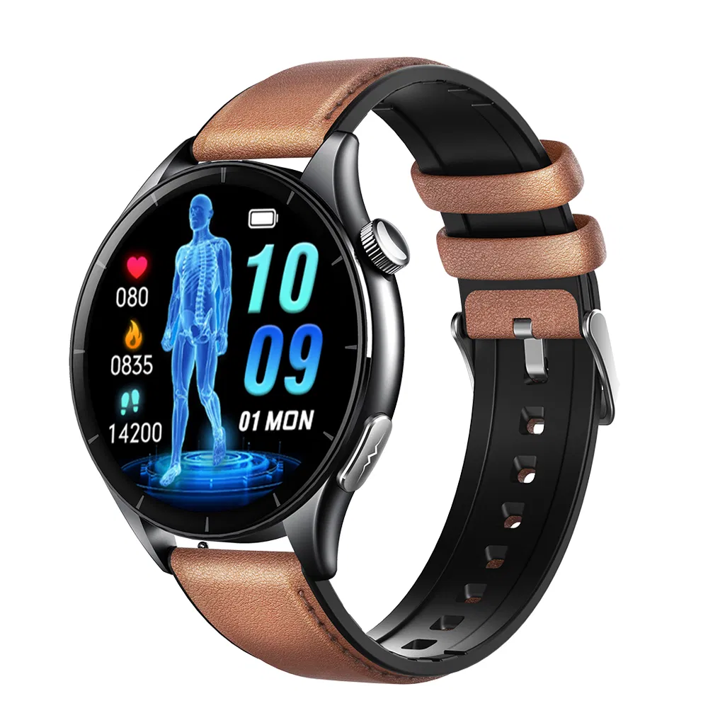 Fashion IP68 waterproof wearable smart bluetooth watch with HR blood pressure SPO2 monitoring respiratory training for Senior healthcare E458