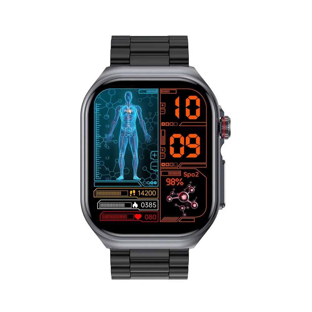2025 new China factory IP68 waterproof senior digital smart bluetooth watch with heart rate blood pressure blood oxygen blood glucose monitor E585