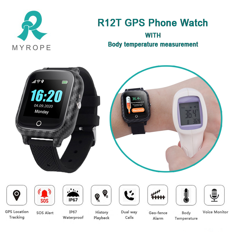 New Arrival GPS Location Tracking with Body Temperature Sensor Thermometer Smart Phone Watch