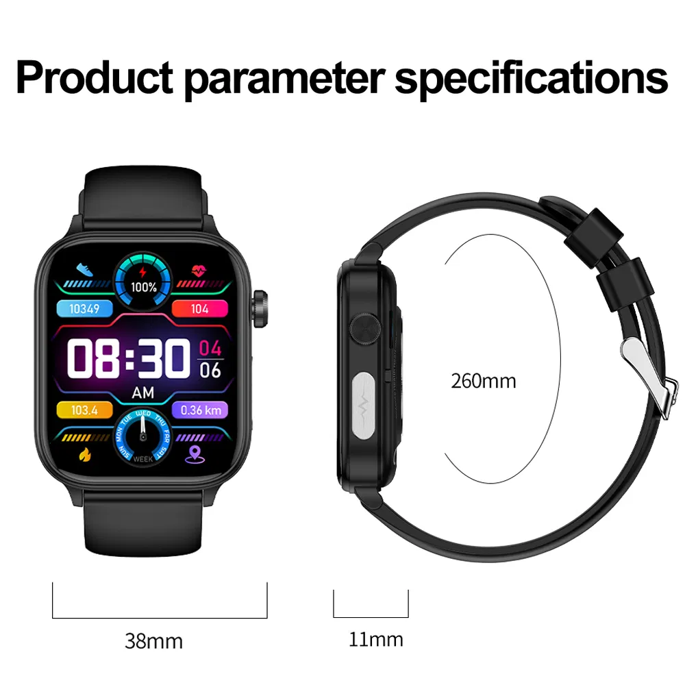 The latest China factory IP68 waterproof accurate senior healthcare smart bluetooth watch with HR BP SPO2 blood glucose body temperature monitor E570