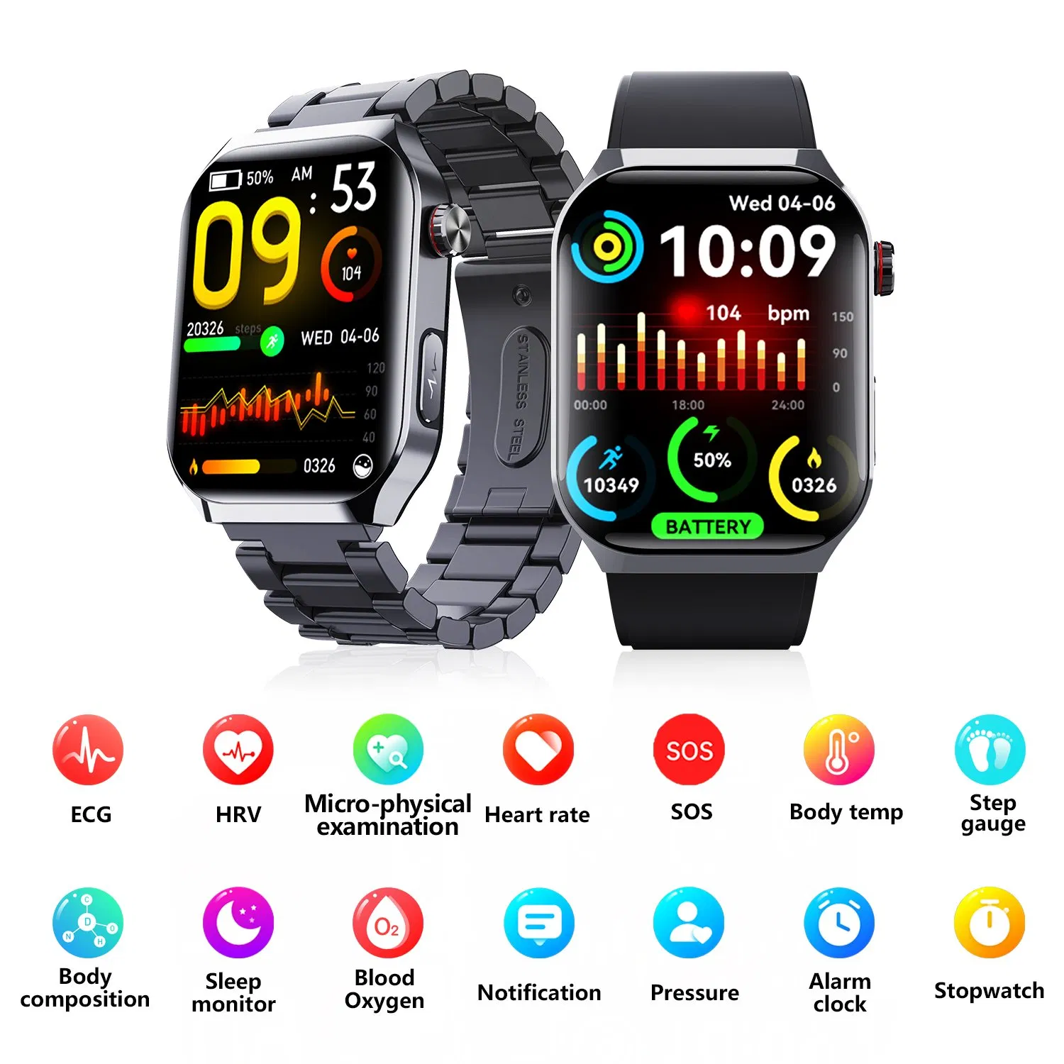 Red Light Blood Oxygen, Scientific Sleep Monitoring, Stress, Meiosis, Fall Detection Smartwatch
