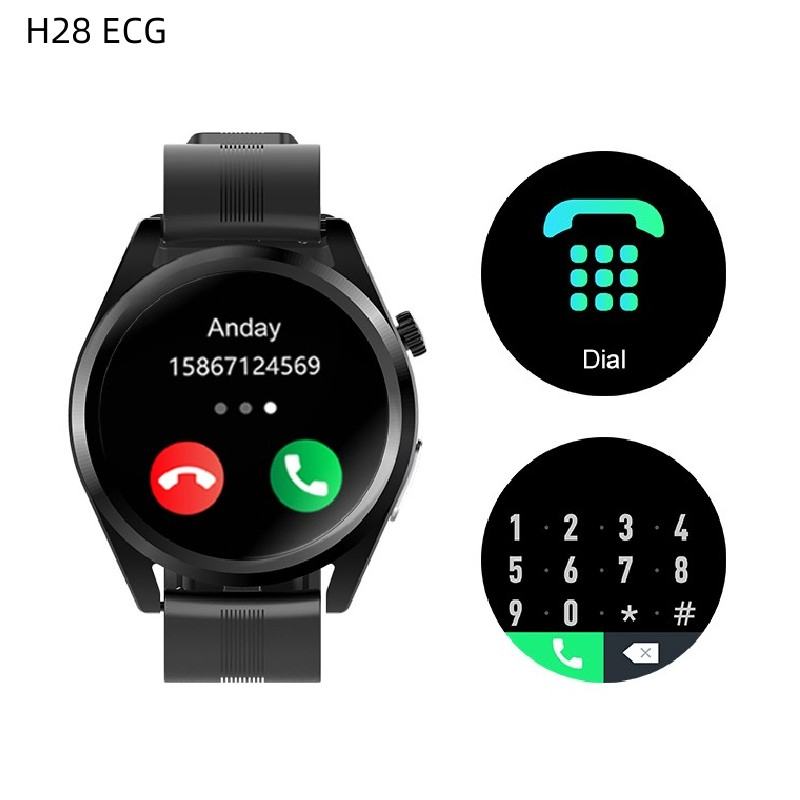 Bluetooth Call1.28inch Round Body Temperature, Heart Rate, ECG, Blood Oxygen, Blood Pressure, Big Screen H28 Sleep Monitoring Android Smart Watch Smartwatch