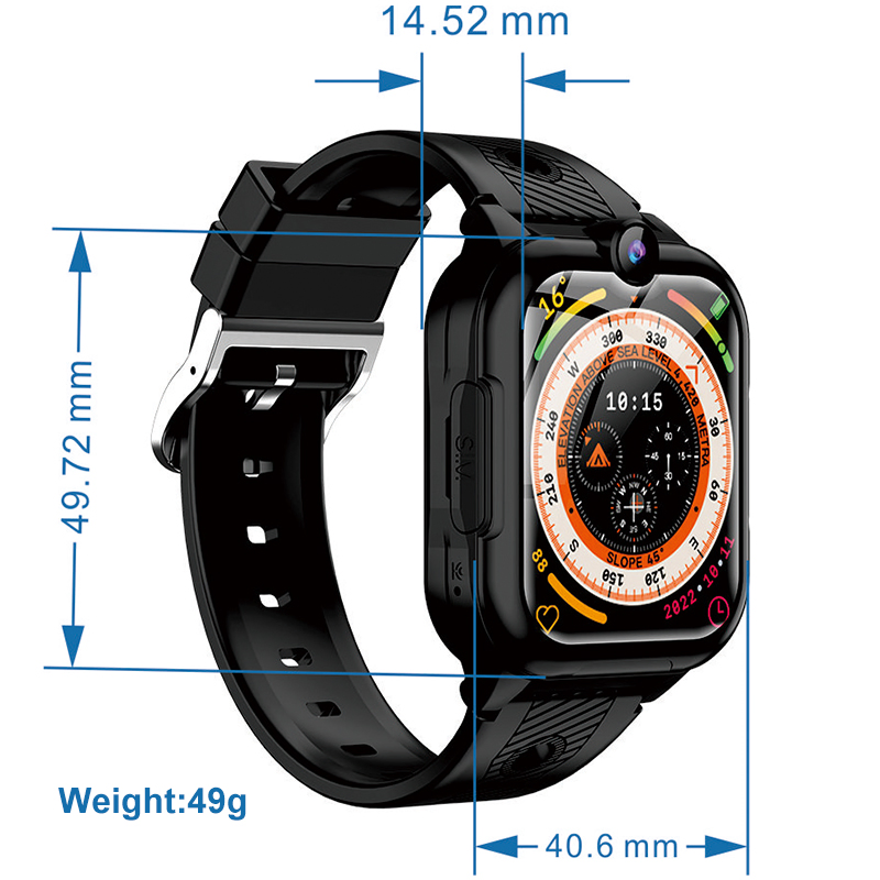 New design China manufacture 4G IP67 waterproof security kids smart GPS watch tracker device with video call SOS panic button live map monitoring D36C