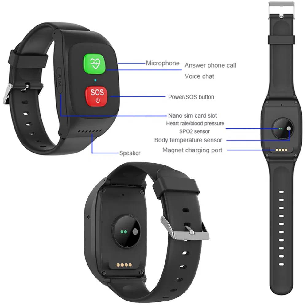 Best China manufacture IP67 waterproof elderly healthcare SOS alarm smart GPS tracker watch with panic button fall detection for emergency call Y6