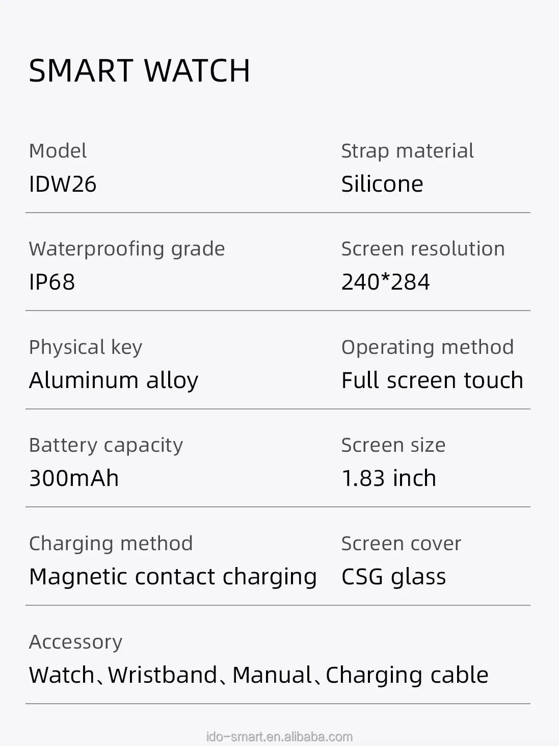 Idw28 IP68 Certified Blood Oxygen Smart Watch with Heart Rate Monitoring