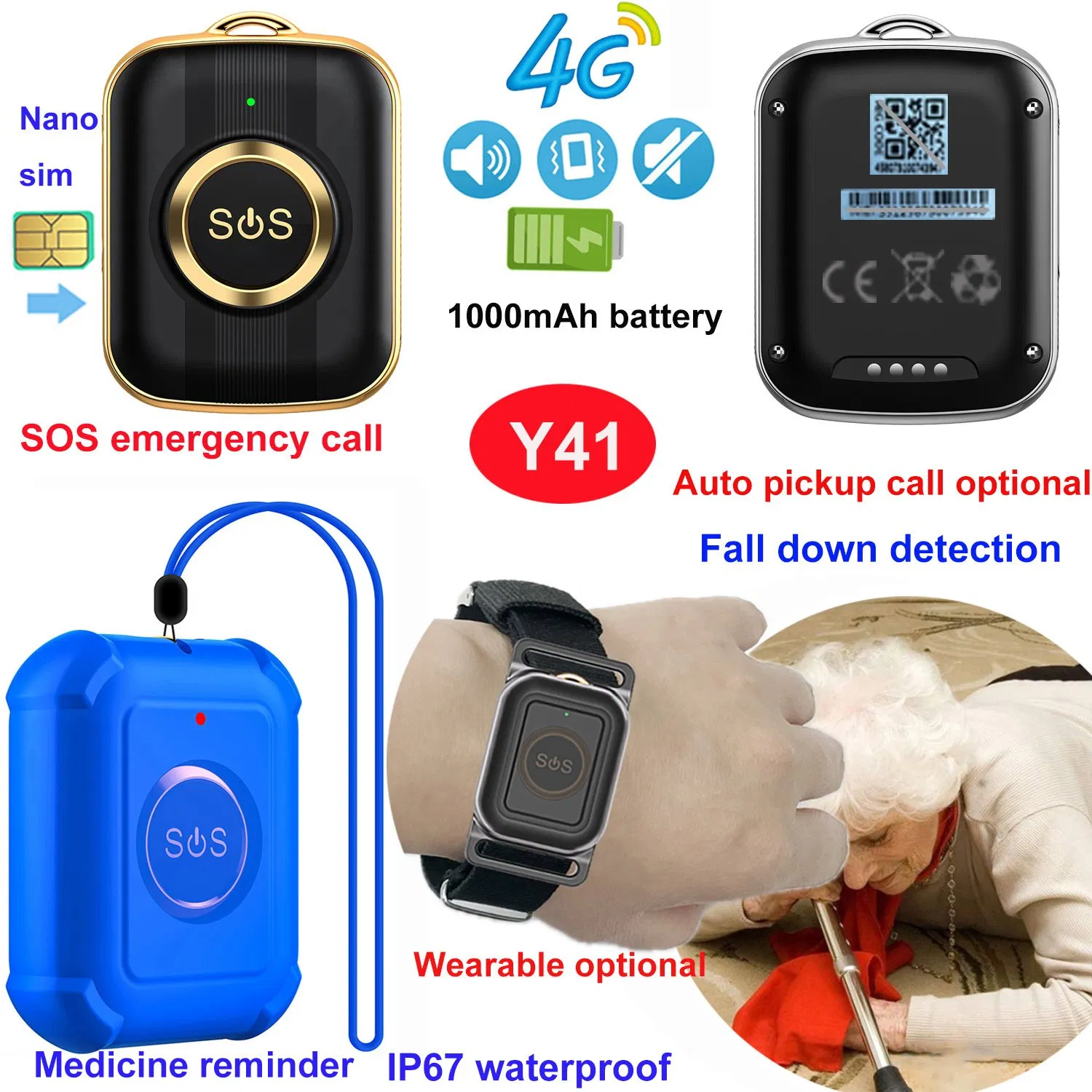 IP67 waterproof 4G Mini elderly GPS Tracking device with real time google map monitoring Y41