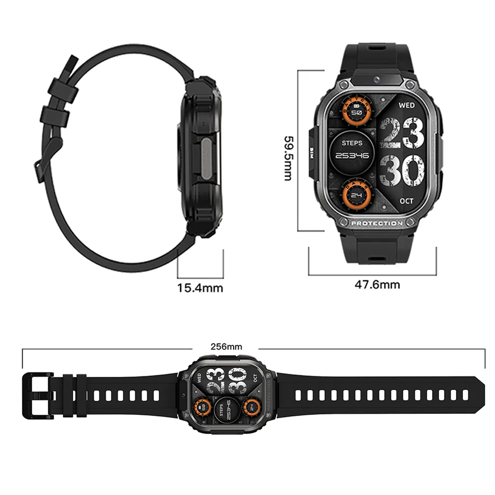 Top quality China factory 4G IP67 waterproof Android 8.1 smart bluetooth phone watch with HRV heart rate blood oxygen monitor for senior healthcare D63