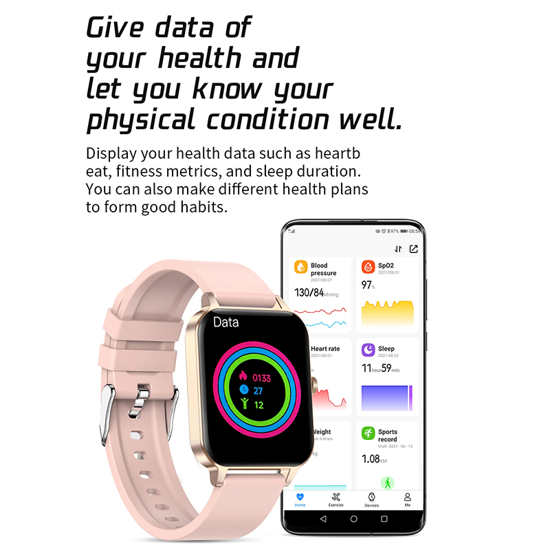 Wearable Wristband Health Super Slim Square Voice Speaker Smart Calling Watch for Women Men