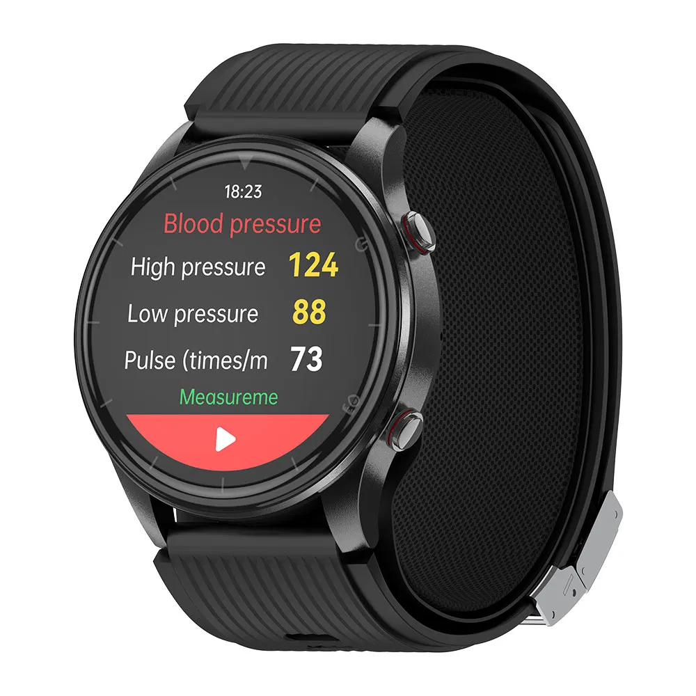 High Quality ECG Airbag Blood Pressure Heart Rate Monitoring Round Smart Watch Amoled Screen Sos Bt Calling Elderly Health