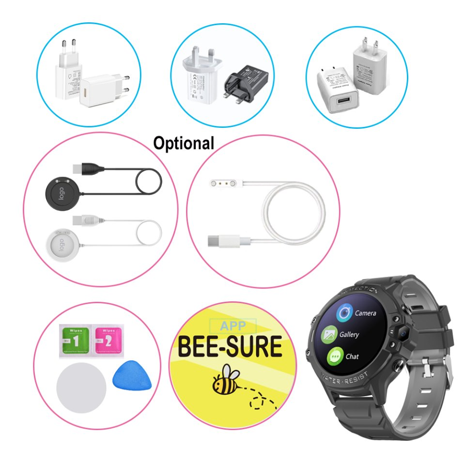 Round Screen LTE 4G Kids Children Students Girls Boys Accuracy Smart GPS Tracker Watch with panic emergency button for SOS Call D42C