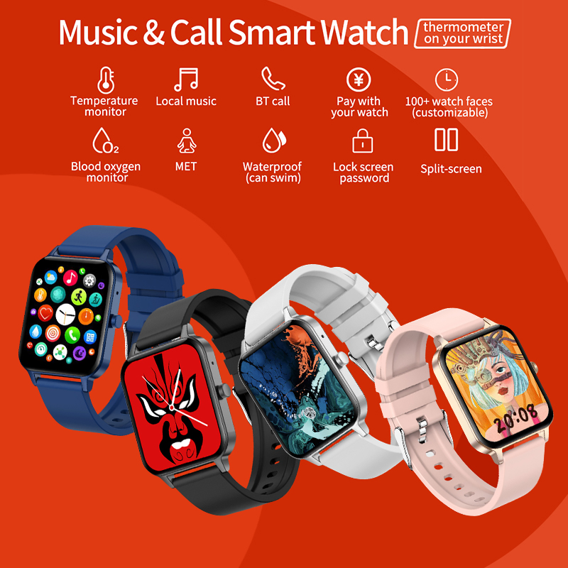 New Release Custom Reloj Inteligente Offline Payment Smartwatch Watch IP68 Waterproof Body Temperature