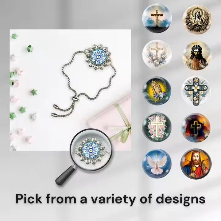 NFC Bracelet Metal Chain Glass 1000+Verse Full Bible Christian Bracelet Smart No APP NFC Gift 13.56MHz Silver OEM/ODM