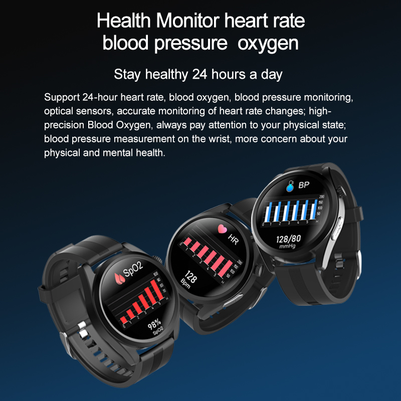 Bluetooth Call1.28inch Round Body Temperature, Heart Rate, ECG, Blood Oxygen, Blood Pressure, Big Screen H28 Sleep Monitoring Android Smart Watch Smartwatch