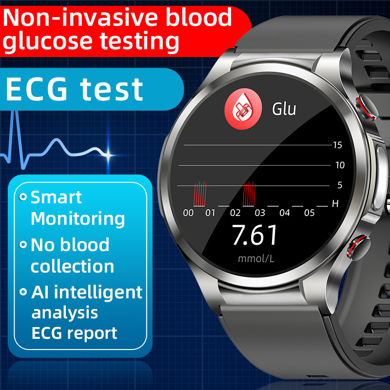 Blood Glucose Monitoring ECG Smart Watch with Temperature Blood Pressure Oxygen Fitness Tracker Health W11