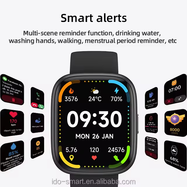 Idw28 IP68 Certified Blood Oxygen Smart Watch with Heart Rate Monitoring