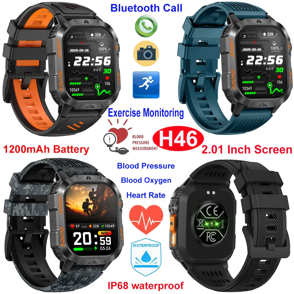 Quality IP68 water resistance accurate smart bluetooth bracelet with heart rate BP blood oxygen for senior fitness monitoring H46