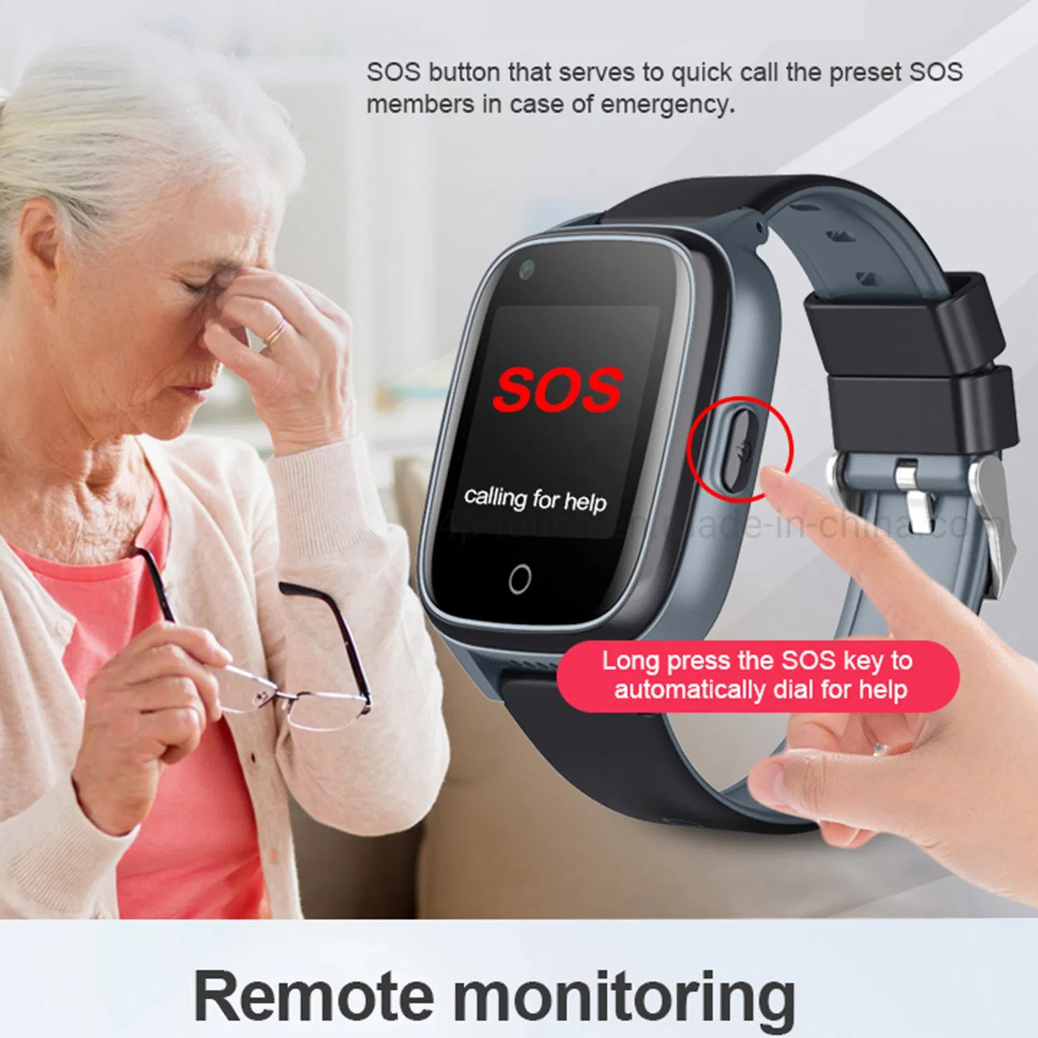 IP67 Waterproof 4G Elderly Smart GPS Watch with Heart Rate Blood Pressure D41U