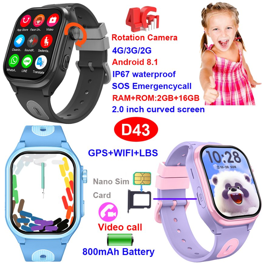 Best China manufacture IP67 waterproof smart GPS tracker watch with global tracking location for kids security D43