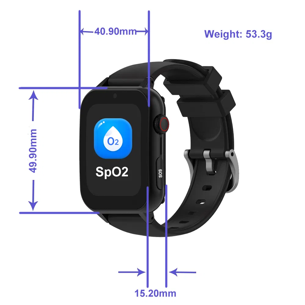 Best quality China manufacture 4G IP67 waterproof senior healthcare smart GPS watch tracker with HR BP SPO2 Thermometer fall down detection D44S