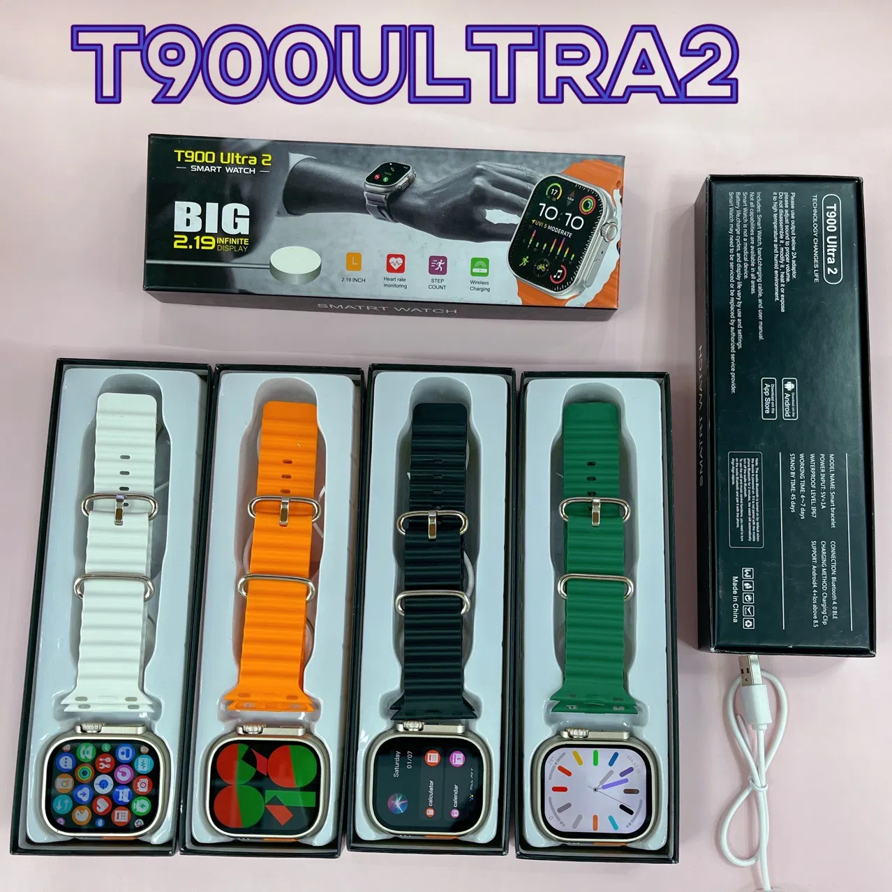 Calendar Calculator Digital Watch T900 Ultra Health Monitoring Sports Wristband Ultra 2 T900 Ultra 2 Smart Watch with Game