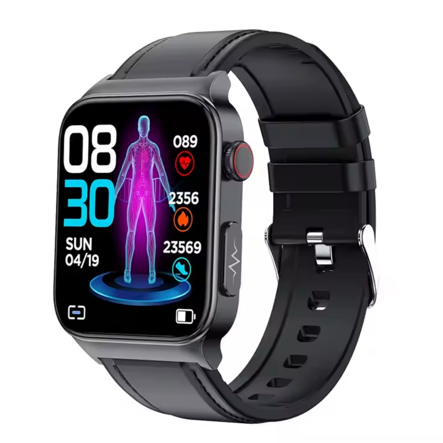E500 ECG PPG Blood Pressure Temperature Blood Oxygen Sleep Glucose Monitoring Smartwatch