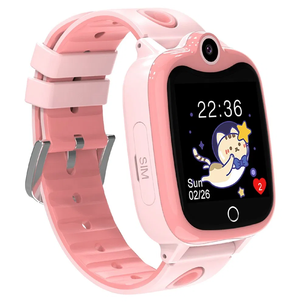 Best Quality 4G GPS Kids Smart Watch with Call, Family Voice, Sos, IP67 Waterproof Pink