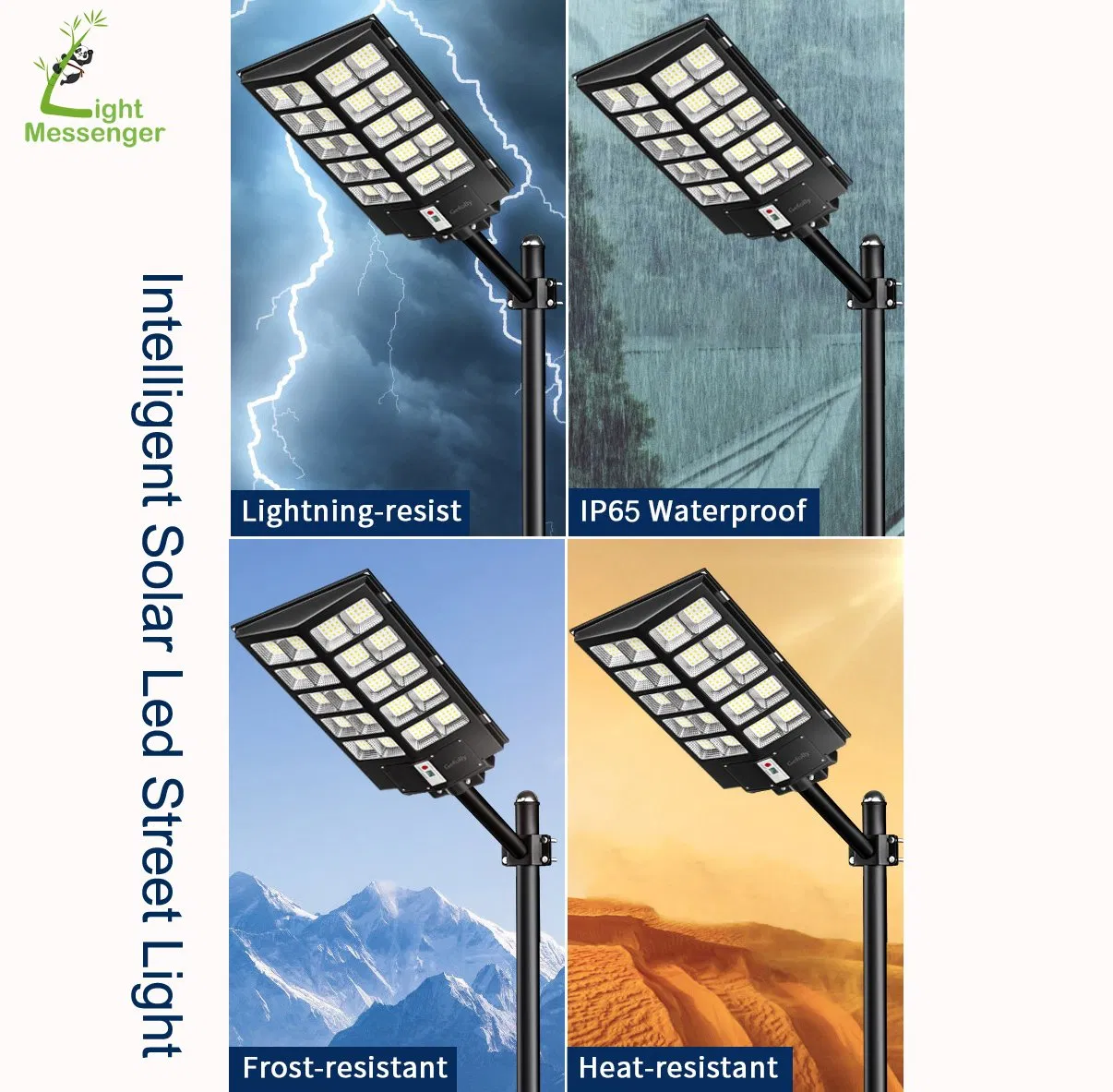300W 400W 500W 600W All in One Outdoor Integrated LED Solar Energy Saving Street Garden Road Lamp with Panel and Lithium Battery