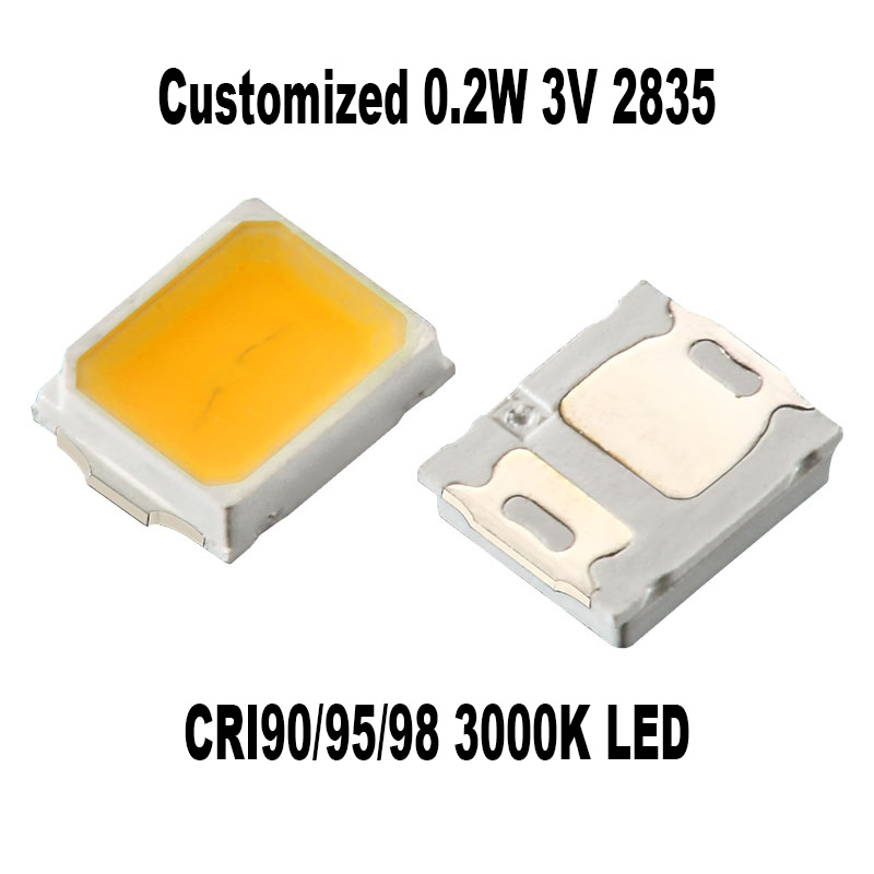 2835 Warm White SMD LED Diode Chip 0.2W 2.8-3.4VV 2700-3500K CRI95 60mA