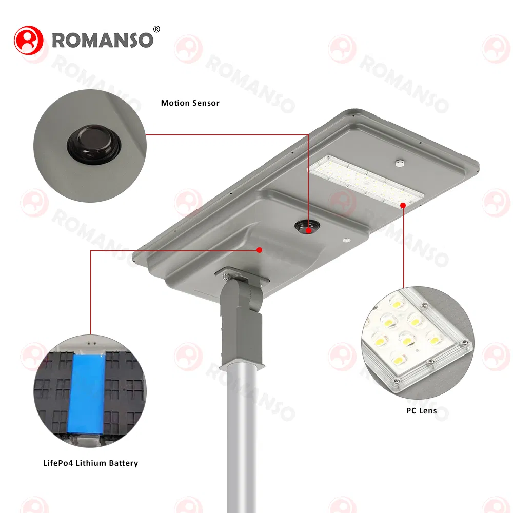 Romanso Solar LED Lights 5 Years Warranty Solar Lamps Street LiFePO4 Lithium Battery Solar Powered Lights