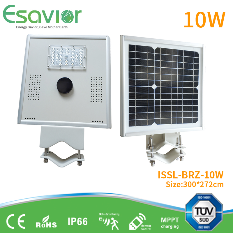 12.8V 6ah LiFePO4 Lithium Battery 10W All in One Solar LED Lamp Outdoor Road LED Solar Powered Street Light