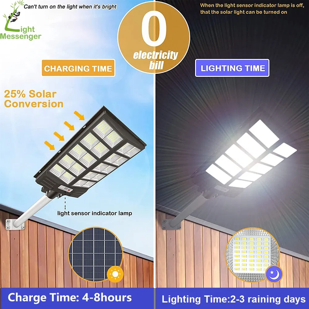 300W 400W 500W 600W All in One Outdoor Integrated LED Solar Energy Saving Street Garden Road Lamp with Panel and Lithium Battery