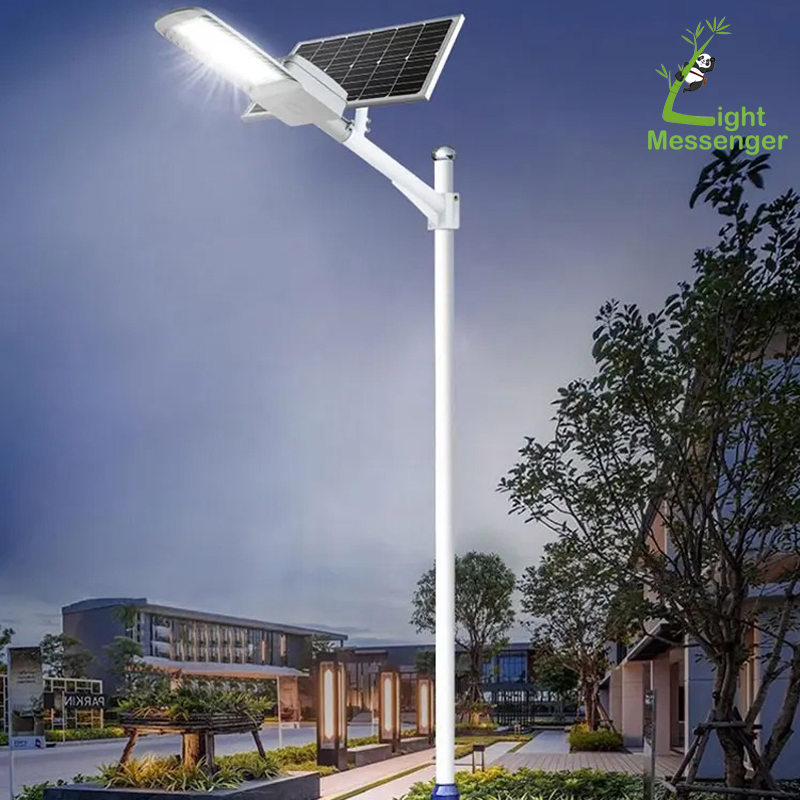Light Messenger High Quality Customized Aluminum Solar Panel Split Road Lighting Outdoor Highway Parking Lot 100W Remote Control Solar Street Lights Lamp