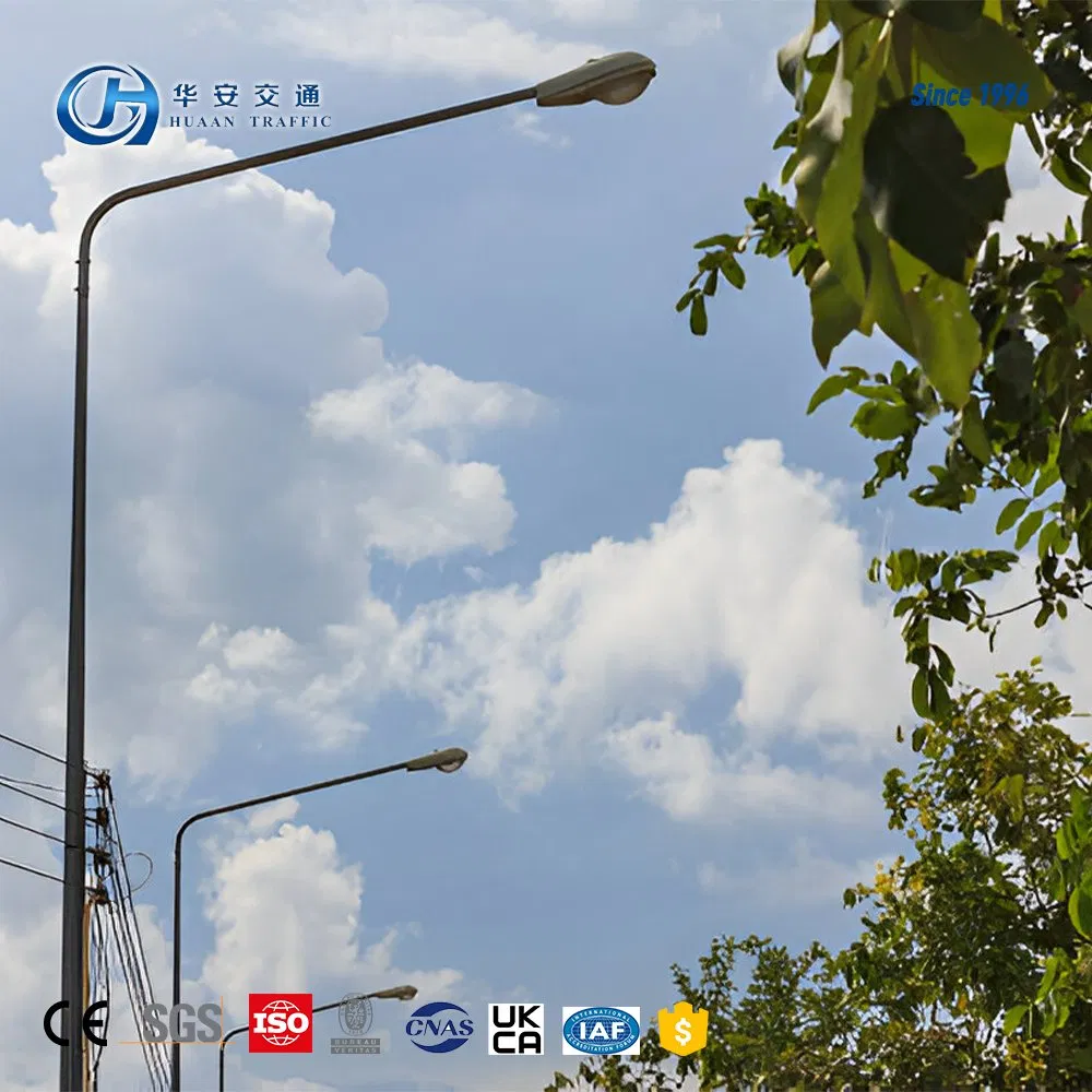 Hot-DIP Galvanized 6m 8m LED Street Light Pole Single Double Arm Road Lighting Pole for Highway City Street Customizable Height