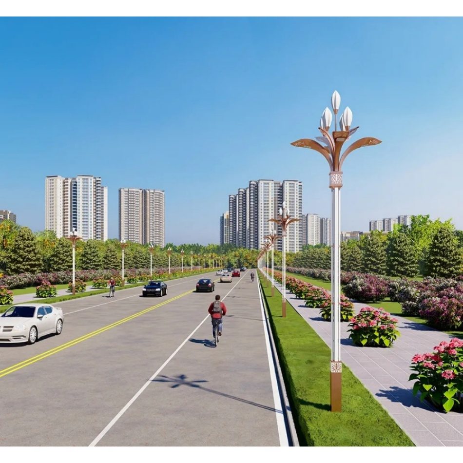 High-Pole Integrated All in One Adjustable Color Temperature LED Solar Landscape Street Lamp