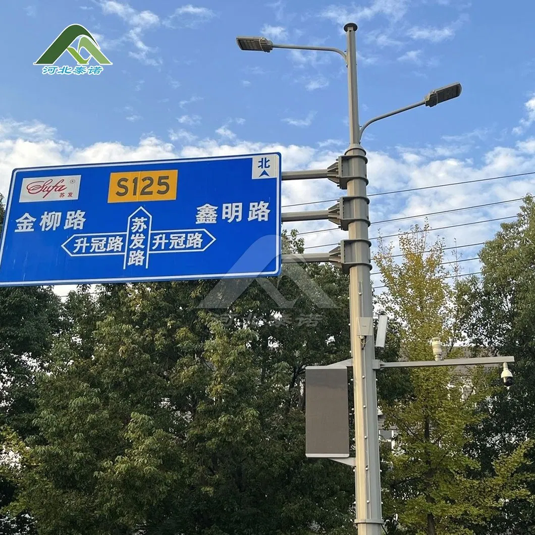 Tainuo Traffic Lighting Sign Pole China Manufacturing Hot DIP Galvanized Q235B Steel Traffic Sign Pole