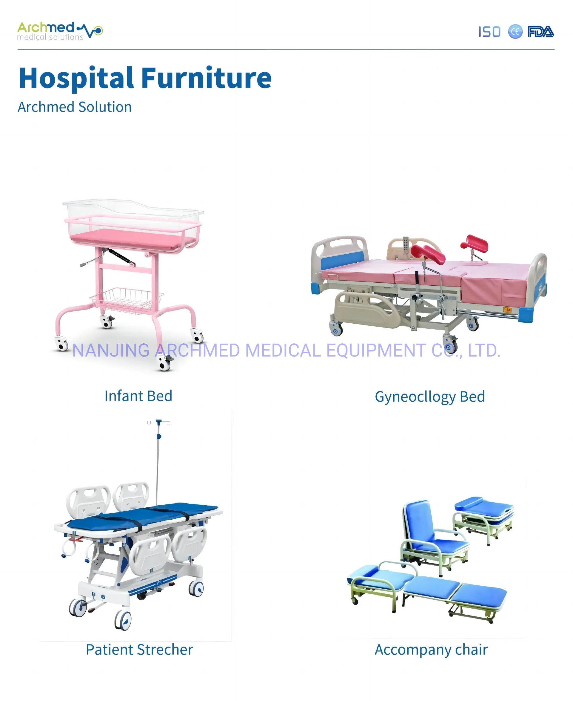 Medical Equipment Hospital Furniture Infant Gyneocllogy Bed Patient Strecher Accompany Chair