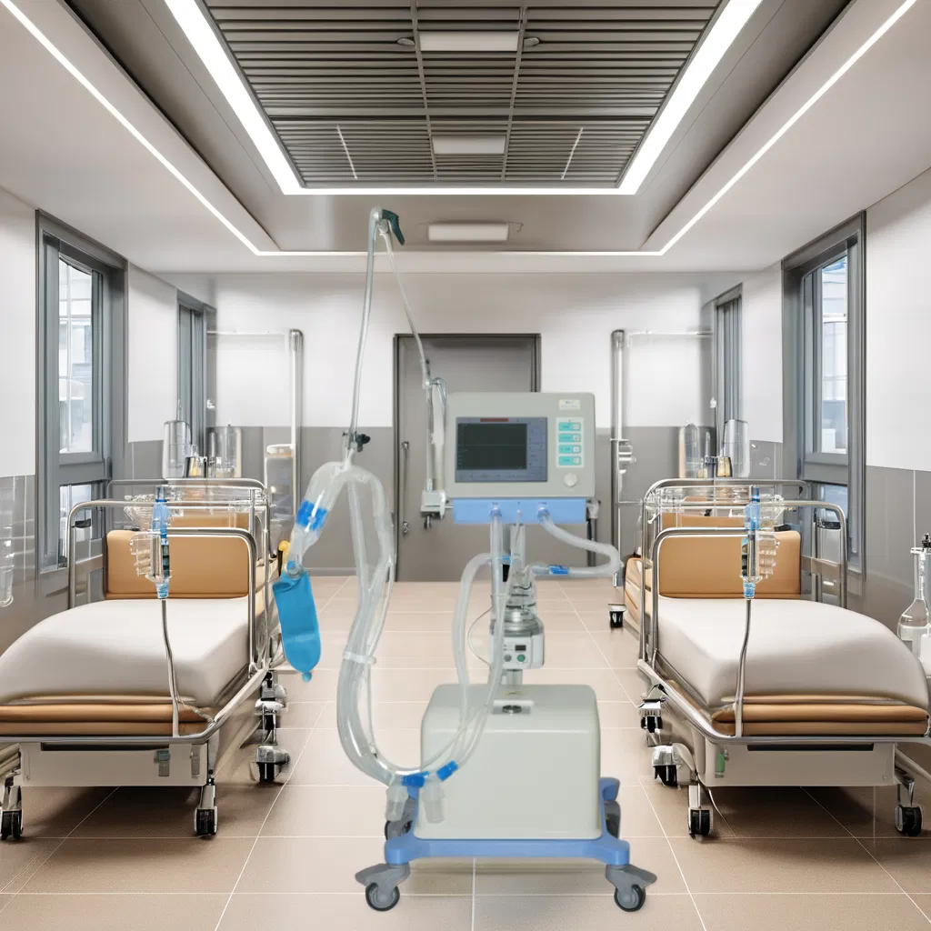 Portable Movable ICU Ventilator Machine Hospital Medical Equipment Air Compressor for Emergency Situation Designed for Human