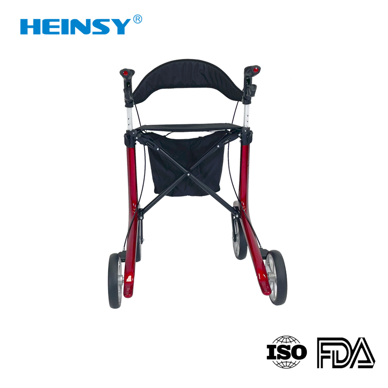 Hes-0006 Padded Armrest and Backrest Rollator Walker Tall Rolling Mobility Walking Aid with Basket