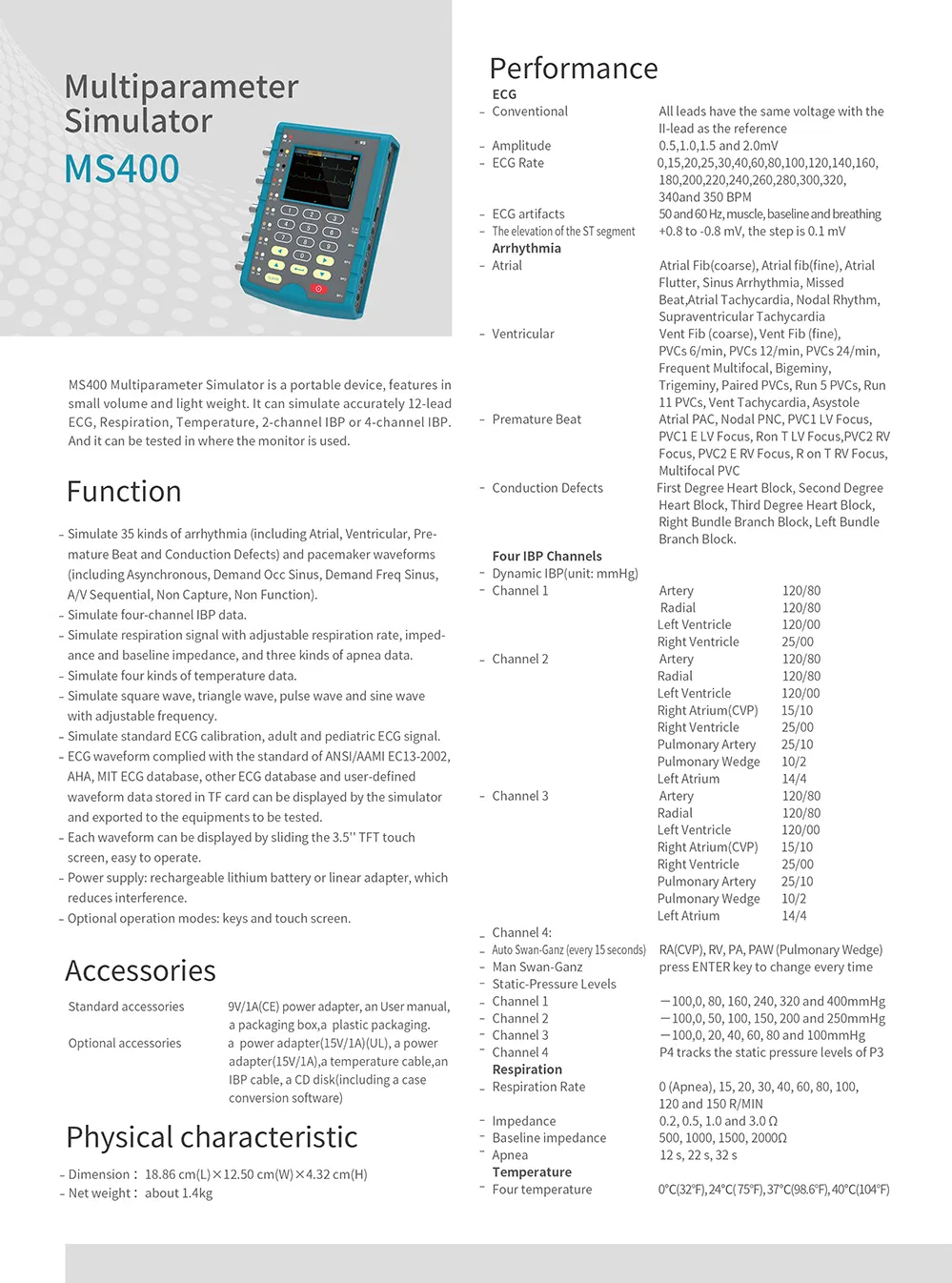 Patient Monitor Simulator MS400 Interface