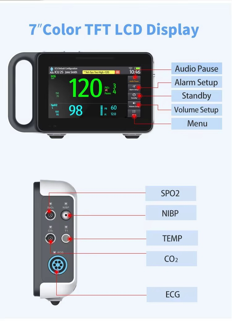 Medical Equipment Touch Screen Blood Glucose Heart Rate Patient Patient Vitals Monitoring Device
