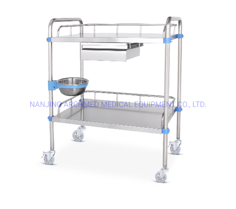 Medical Equipment Hospital Furniture Emergency Instrument Trolley Overbed Table Foot Step